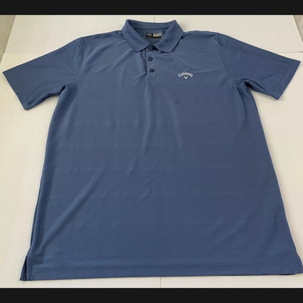 Callaway Golf Polo Shirt Opti Dri Performance Blue Striped Shirt Men's Size XL